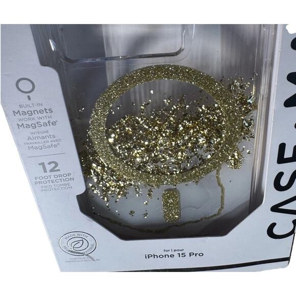 iPhone 15 Pro Max Case Mate Karat Marble MagSafe 6.7" Clear Marble Gold Glitter - Picture 9 of 9